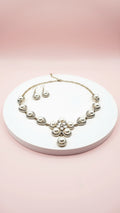 Pearl Crystal Flower Necklace & Earrings Set