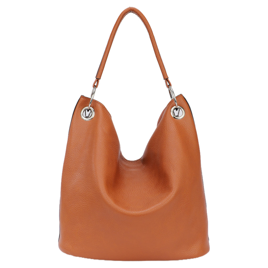 Chain-Trimmed Mother-Daughter Bucket Bag Set - with Removable Inner Pouch